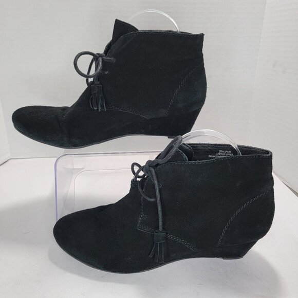 Crown Vintage Boots Womens 9.5 M Spark Black Leather Wedge Ankle Bootie Casual - Picture 3 of 12